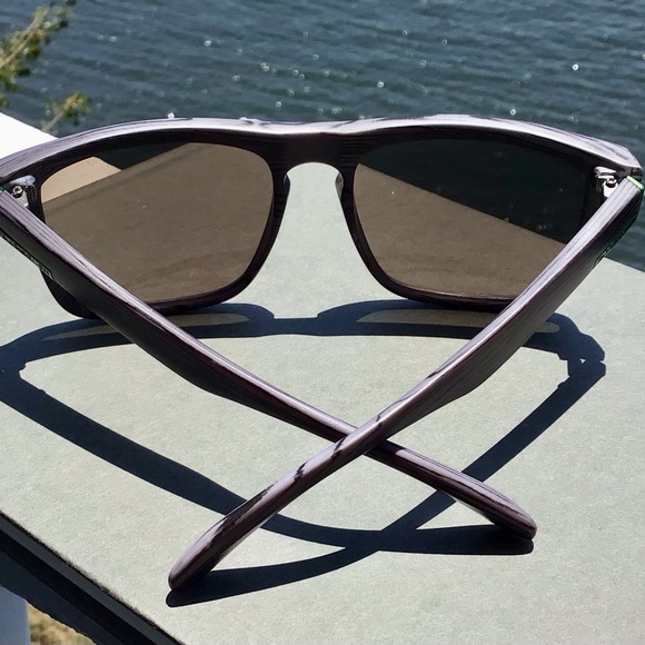 Rare Quiksilver The Ferris Faux Wood Frames Sunglasses in Green Gray and Black - Picture 9 of 16